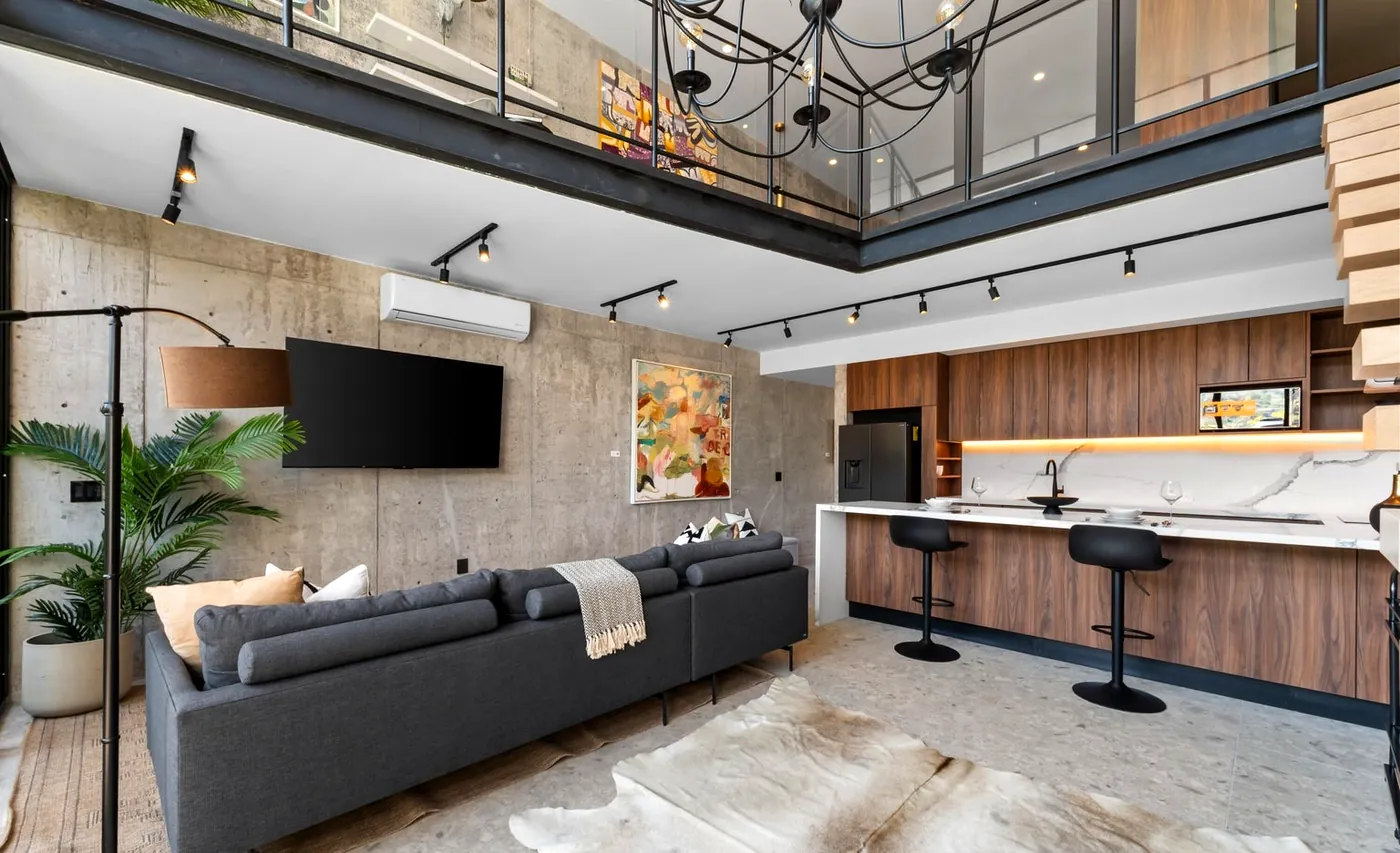 Open living and kitchen
