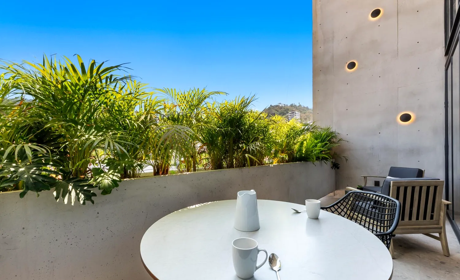 Terrace with plants and a table