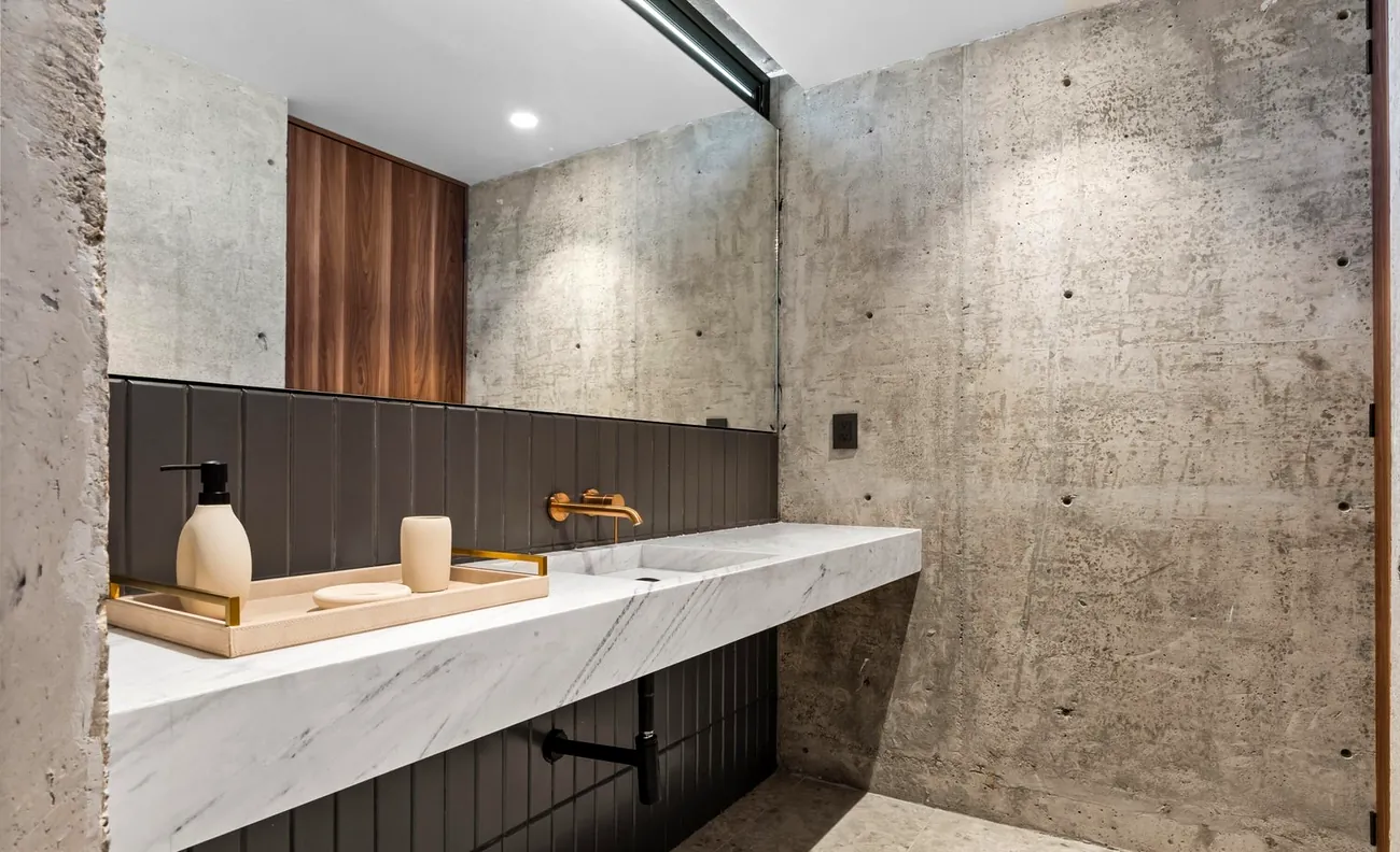Floating marble vanity